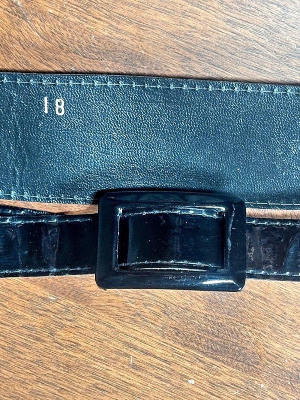 Vintage Black Patent Tapered Statement Bel